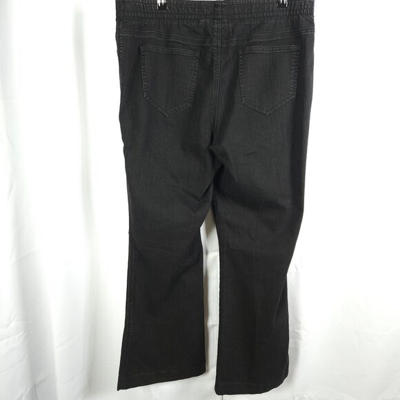 Chico's Platinum 2.5R Womens 14 Black Pull On Stretch Bootcut Jeans Cotton Blend - Picture 2 of 8